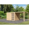 Gartenhaus Qubic 2 mit Anbaudach naturbelassen^Karibu Online