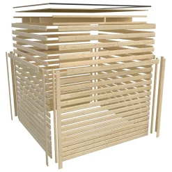 Gartenhaus Qubic 2 mit Anbaudach naturbelassen^Karibu Online