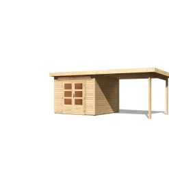 Gartenhaus-Set Kandem 6 mit Anbaudach 2,95 m naturbelassen^Karibu Hot