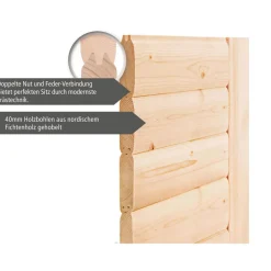 Karibu Sauna Sonara Fronteinstieg 9 kW Ofen externe Strg mit Kranz Klarglas-Tür