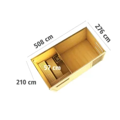 Saunahaus Hygge 38 mm ohne Ofen Klarglas-Tür terragrau*Karibu Outlet