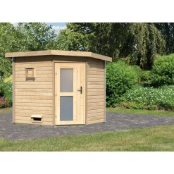 Saunahaus Mikka 38 mm ohne Ofen Milchglastür^Karibu Outlet