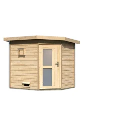 Saunahaus Mikka 38 mm ohne Ofen Milchglastür^Karibu Outlet