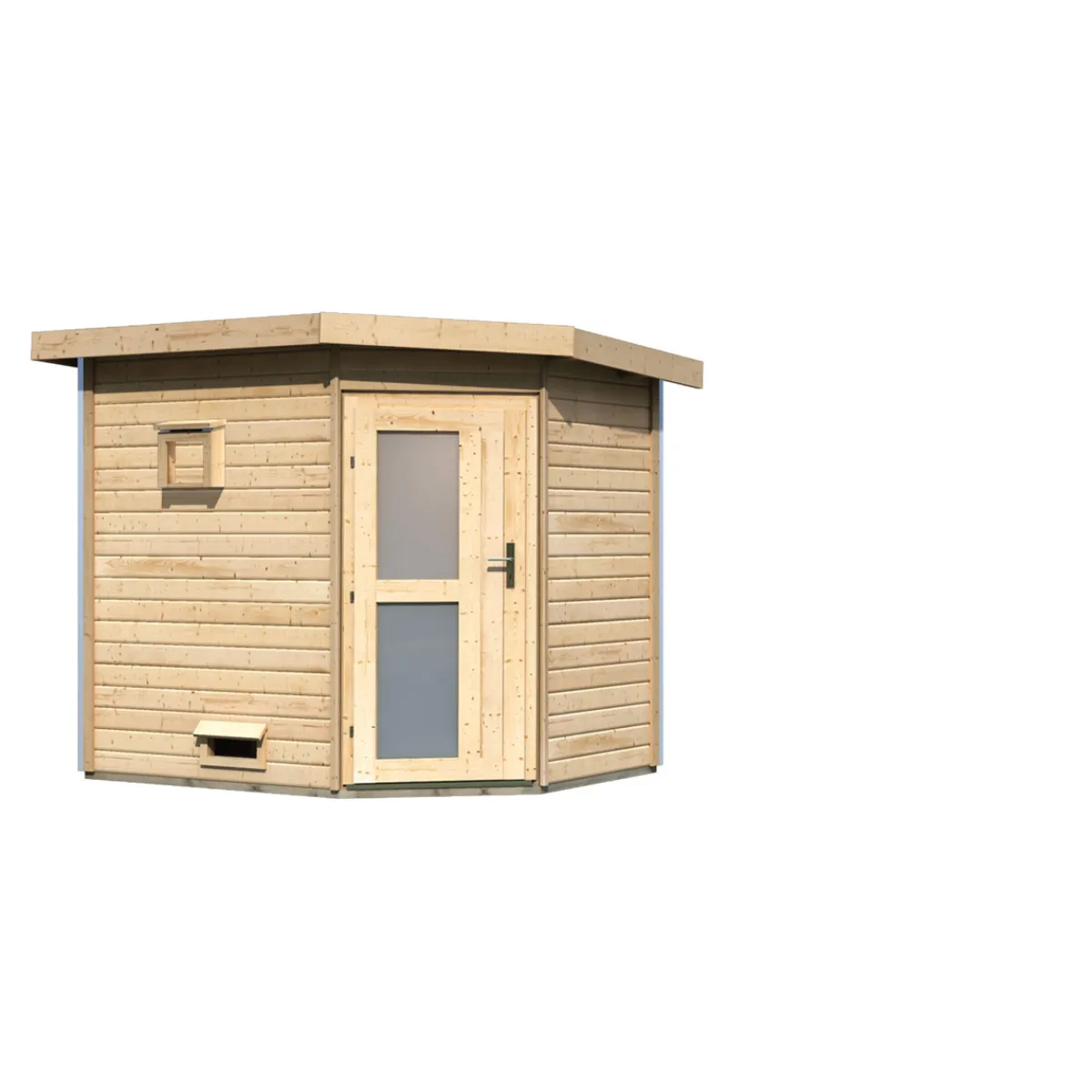 Saunahaus Mikka 38 mm ohne Ofen Milchglastür^Karibu Outlet