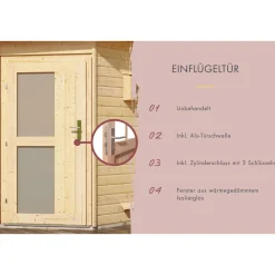 Saunahaus Mikka 38 mm ohne Ofen Milchglastür^Karibu Outlet