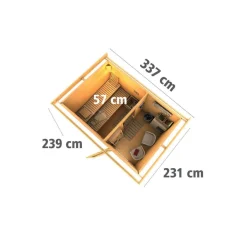 Saunahaus Skrollan 2 38 mm 9 kW Bio Ofen externe Strg moderne Tür*Karibu Discount