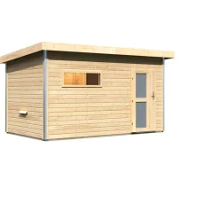 Saunahaus Skrollan 38 mm ohne Ofen Milchglastür^Karibu New