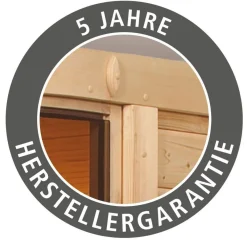 Karibu Saunahaus Torge 38 mm 9 kW Bio Ofen externe Strg moderne Tür terragrau