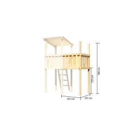 Spielturm Frieda naturbelassen mit Anbau inkl Sandkiste*Karibu