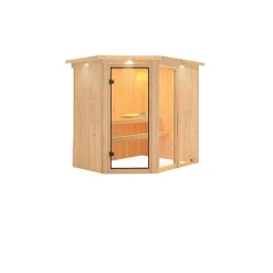 Karibu Systemsauna Fiona 1 68 mm 9 kW Ofen integr Strg mit Dachkranz