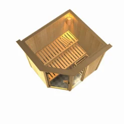 Karibu Systemsauna Fiona 1 68 mm 9 kW Ofen integr Strg mit Dachkranz