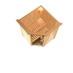 Karibu Systemsauna Larin 68 mm ohne Ofen mit Kranz