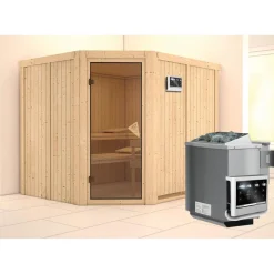Systemsauna Malin 68 mm 9 kW Ofen Bio externe Strg ohne Dachkranz*Karibu Online