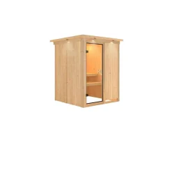 Karibu Systemsauna Norin 68 mm ohne Ofen mit Kranz
