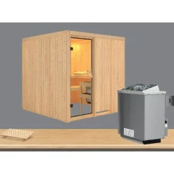 Karibu Systemsauna Rodin 68 mm 9 kW Ofen integr Strg ohne Dachkranz