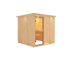Systemsauna Rodin 68 mm ohne Ofen mit Dachkranz^Karibu New