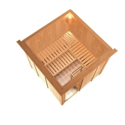 Systemsauna Rodin 68 mm ohne Ofen mit Dachkranz^Karibu New