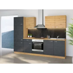 Küchenzeile Alina Eiche Artisan Matera anthrazit 270 cm