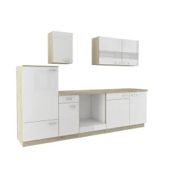 Küchenzeile Bettina hochglanz weiß 270 cm^ New