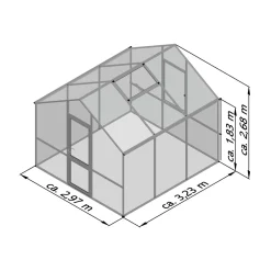 Gewächshaus Lilie III 9,6m² schwarz^KGT Clearance