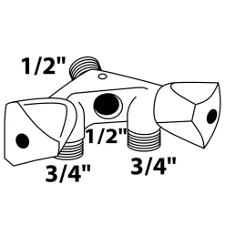GA-Wandventil doppelt 1/2"AG x 3/4" AG x 1/2"IG mit Rueckflussverhinderer*Kirchhoff Best