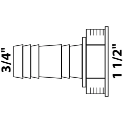 Geräteanschluss grau 1 1/2" IG x 3/4" T für Waschgeräte-Siphon*Kirchhoff