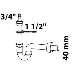 Kirchhoff Waschgeräte-Röhrensiphon ECO-SAVE KS 1 1/2" x Durchmesser 40 mm mit 3/4" Geräteanschluss