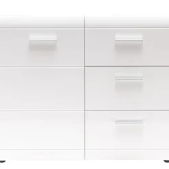 Kommode Adison Fronten in Hochglanz mit Rillenfräsung 96 x 86 x 40 cm weiß^ Sale