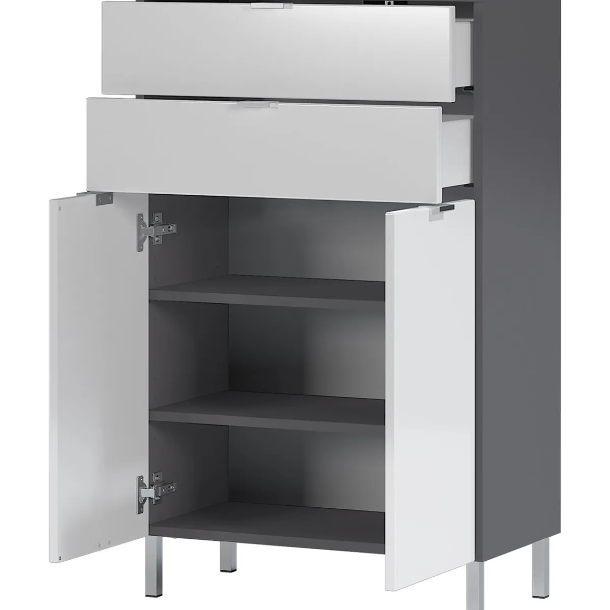 Kommode Maureen 2 Schubkästen 60 x 97 x 34 cm graphit/weiß* Online