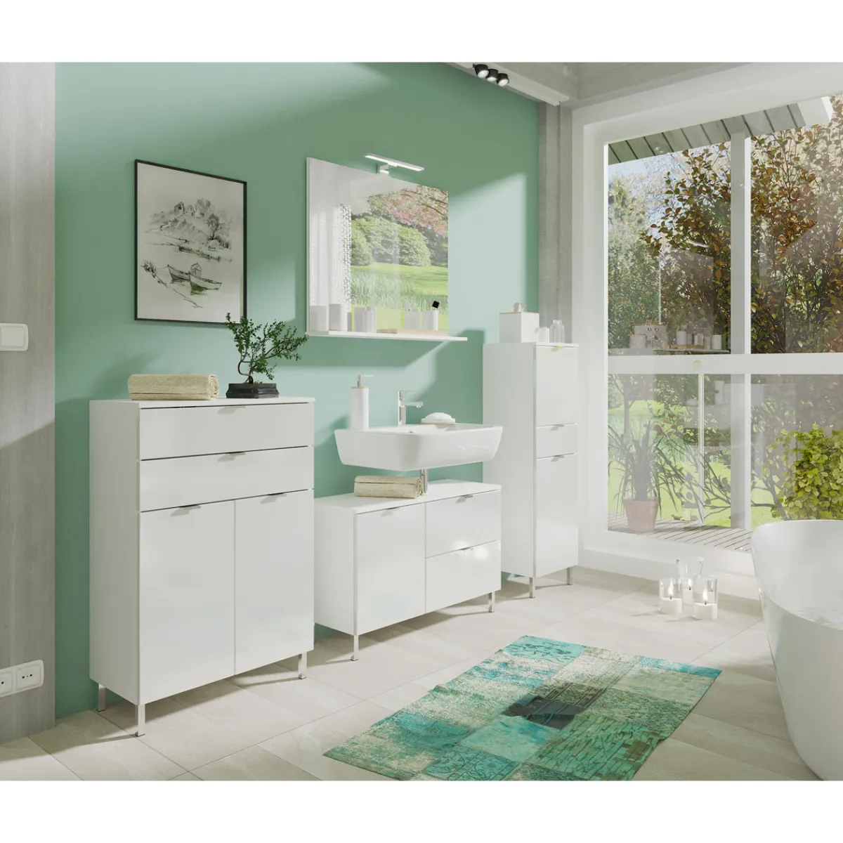 Kommode Maureen 2 Schubkästen 60 x 97 x 34 cm weiß