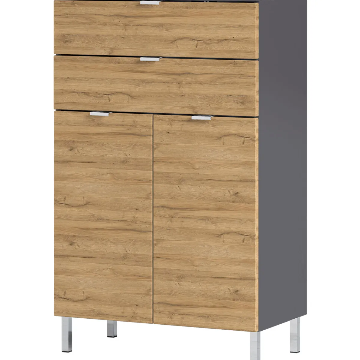 Kommode Maureen mit 2 Schubkästen 60 x 97 x 34 cm graphit/Grandson-Eiche-Nachbildung