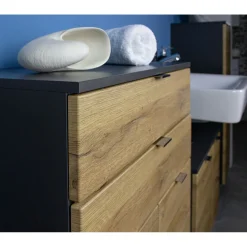 Kommode Maureen mit 2 Schubkästen 60 x 97 x 34 cm graphit/Grandson-Eiche-Nachbildung