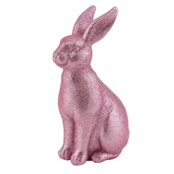 Kunstgewerbe Gehlmann Dekofigur Hase rosa/glitzer 9,2 x 6,7 x 13 cm