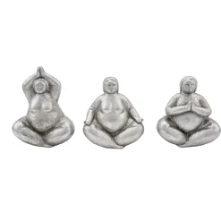 Kunstgewerbe Gehlmann Dekofigur Yoga Dame silber 3 Designs 14,5 x 9,5 x 15 cm