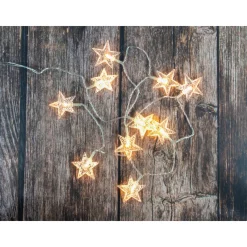 LED-Kette Sterne 10 LEDs mit Timer warmweiß^ Clearance
