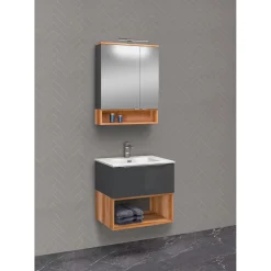 LED-Spiegelschrank Nelle anthrazit Eiche Country 60 cm^ Clearance