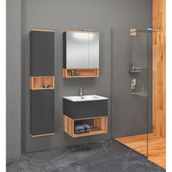 LED-Spiegelschrank Nelle anthrazit Eiche Country 60 cm^ Clearance