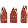 Lichthaus Stadthaus exkl. 2 x LR44 aus Steingut rot 3-fach BxHxT 7 x 19 x 6 cm^