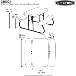 Lifetime Tisch für Kinder mit Klappfunktion 90x82,5x53,5cm Lichtgrau