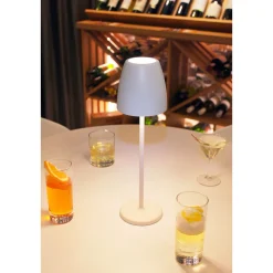 Lightme Akku-Tischleuchte Tavola antikweiß