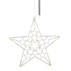 Metallstern 30 LEDs hängend batteriebetrieben AA gold 18 cm* Outlet