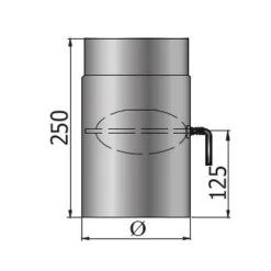 MyFireTool Rauchrohr mit Drosselklappe 250 mm Ø 150 mm schwarz 2mm