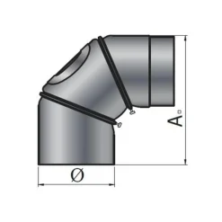Rauchrohrbogen 90 Grad Ø150 mm schwarz 2 mm mit Tür verstellbar^MyFireTool Outlet