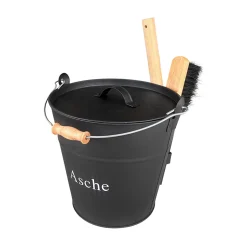 Ascheeimer schwarz 26,5 x 30 cm^MyFireTool Discount