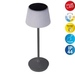 Solar-Tischleuchte Emmi grau mit Akku 13x13x38cm dimmbar*näve Clearance