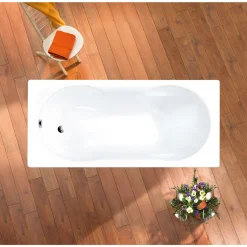 Ottofond Badewanne 170 x 75 cm weiß mit Wannenträger und Ab-/Überlaufgarnitur