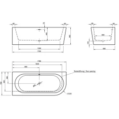 Badewanne Modena Corner 178 x 78 cm weiß Ausführung Modell A*Ottofond Sale