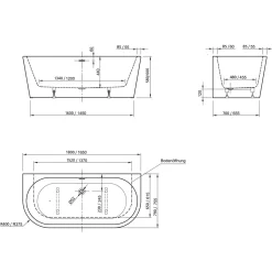 Badewanne Modena XS 165 x 75 cm weiß*Ottofond Hot