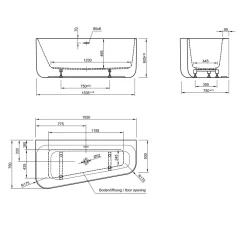 Badewanne Pino 155 x 75 cm Ausführung rechts Wannenrandarmatur S3000*Ottofond Outlet