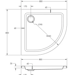 Ottofond Brausetasse Kraton 800 x 800 x 60 mm weiß